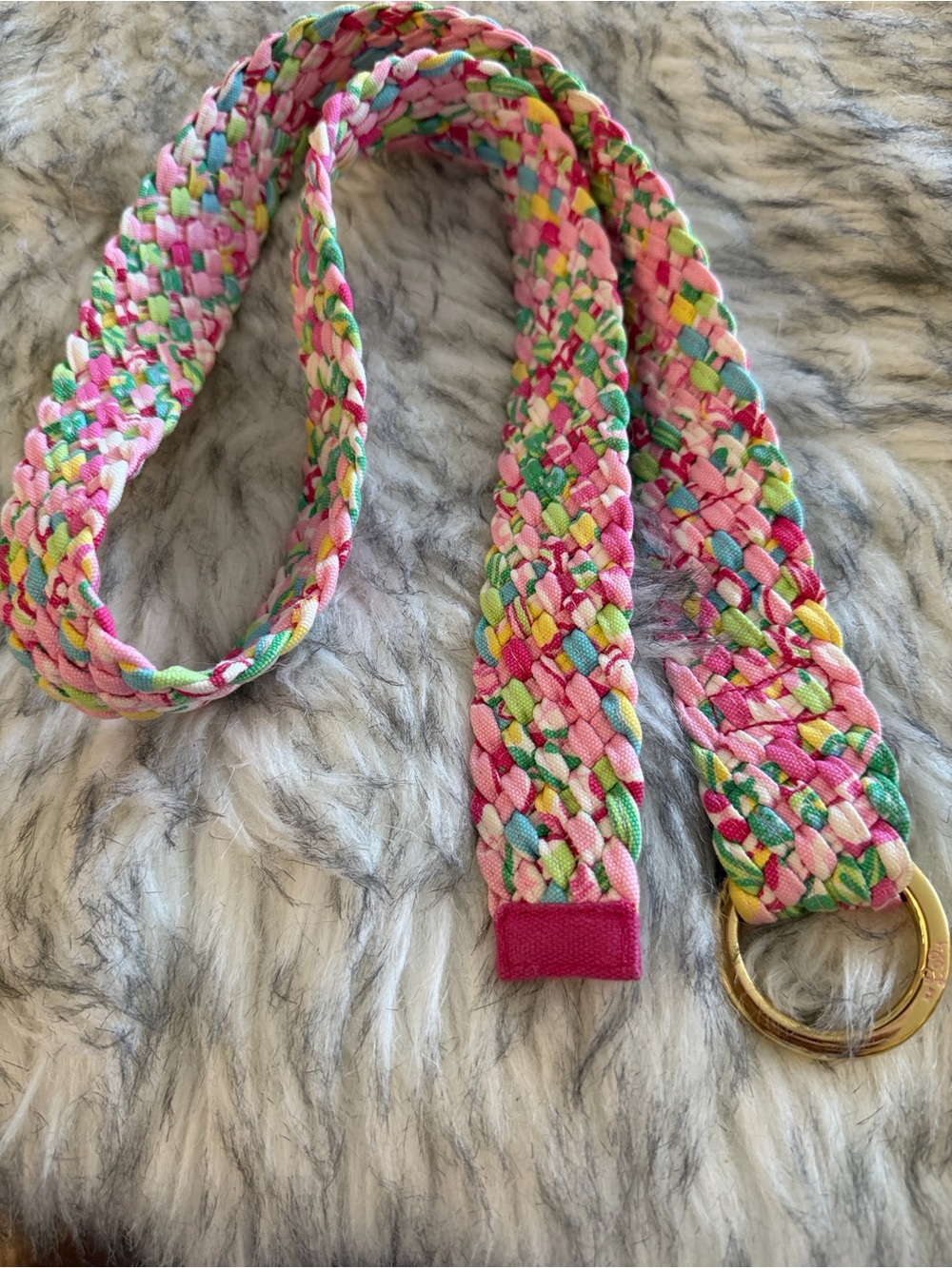 Lilly Pulitzer Pink Multicolor Braided Belt with Gold Ring